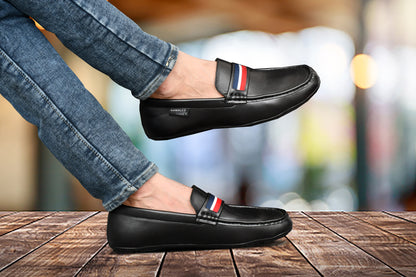 Striped Moccasins for Men | Black