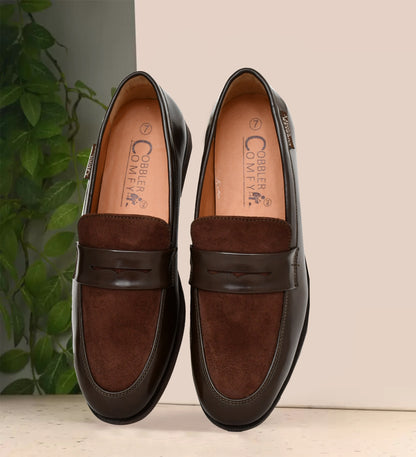 Shiny Slip-on for Men with Suede Upper | Coffee