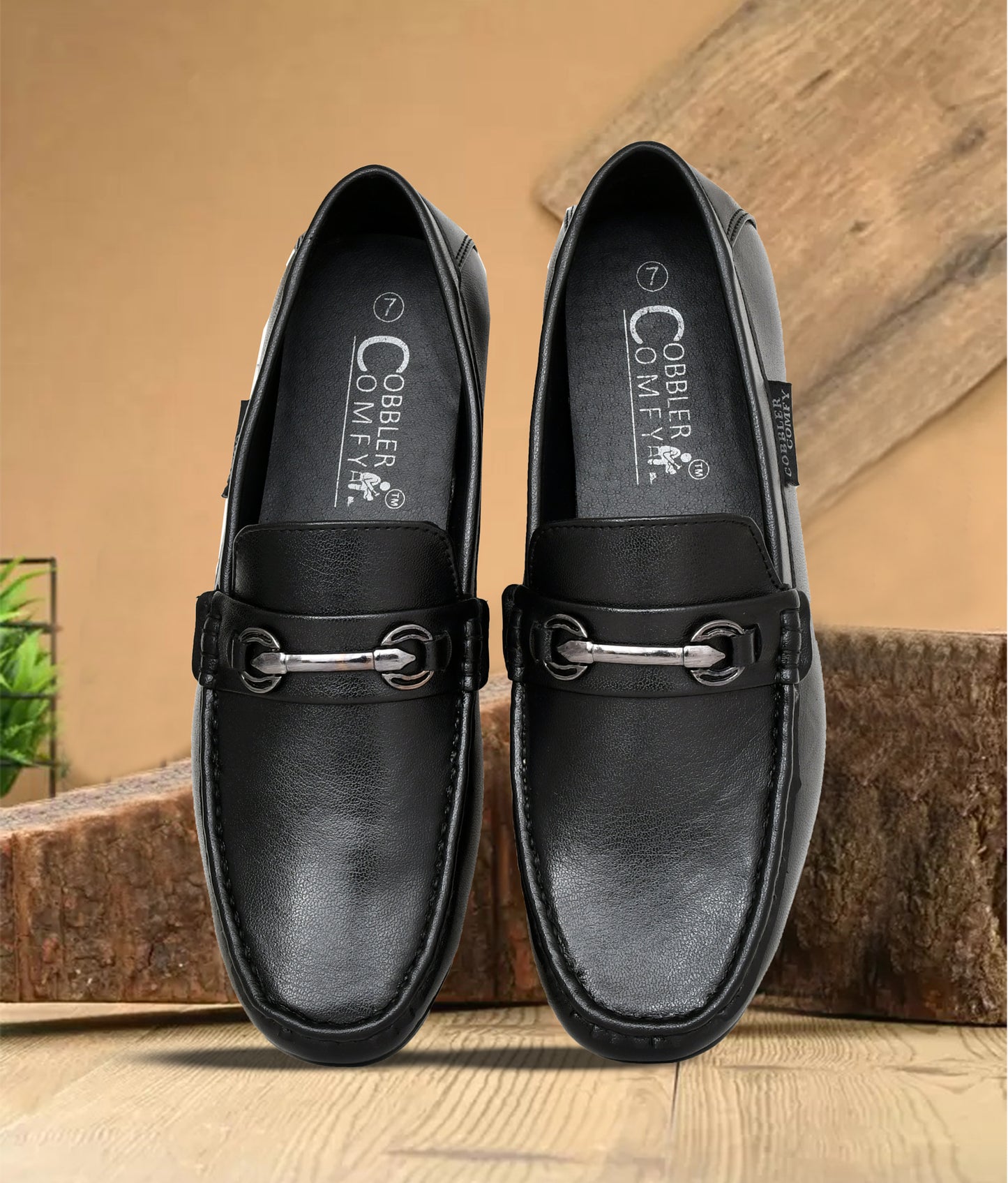 Classic Moccasins for Men with Metallic Loop Buckle | Black