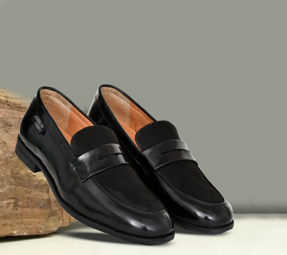 Shiny Slip-on for Men with Suede Upper | Black