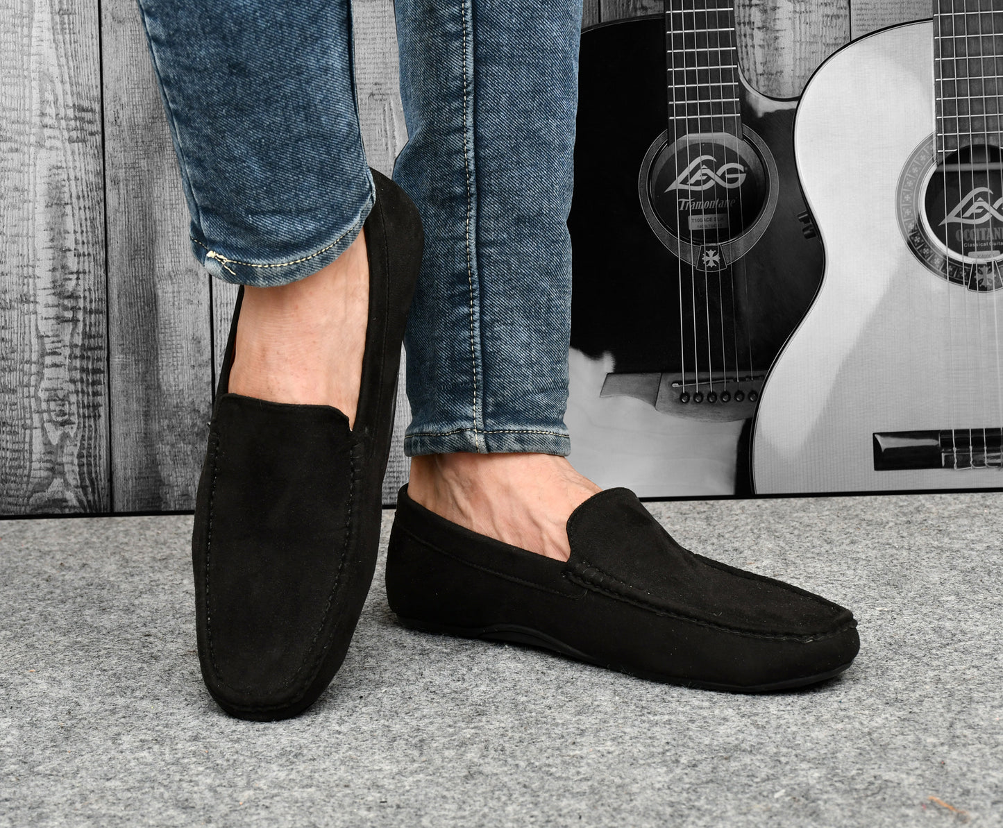 Classic Suede Moccasins for Men | Black