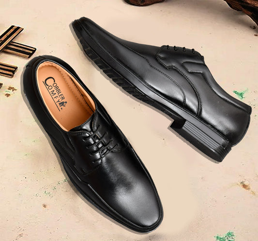 Classic Square-toe Lace-up Derby Shoes for Men | Black