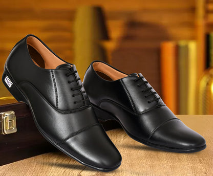 Square Toe Lace-up Oxford Shoes for Men with Mid-stitch | Black