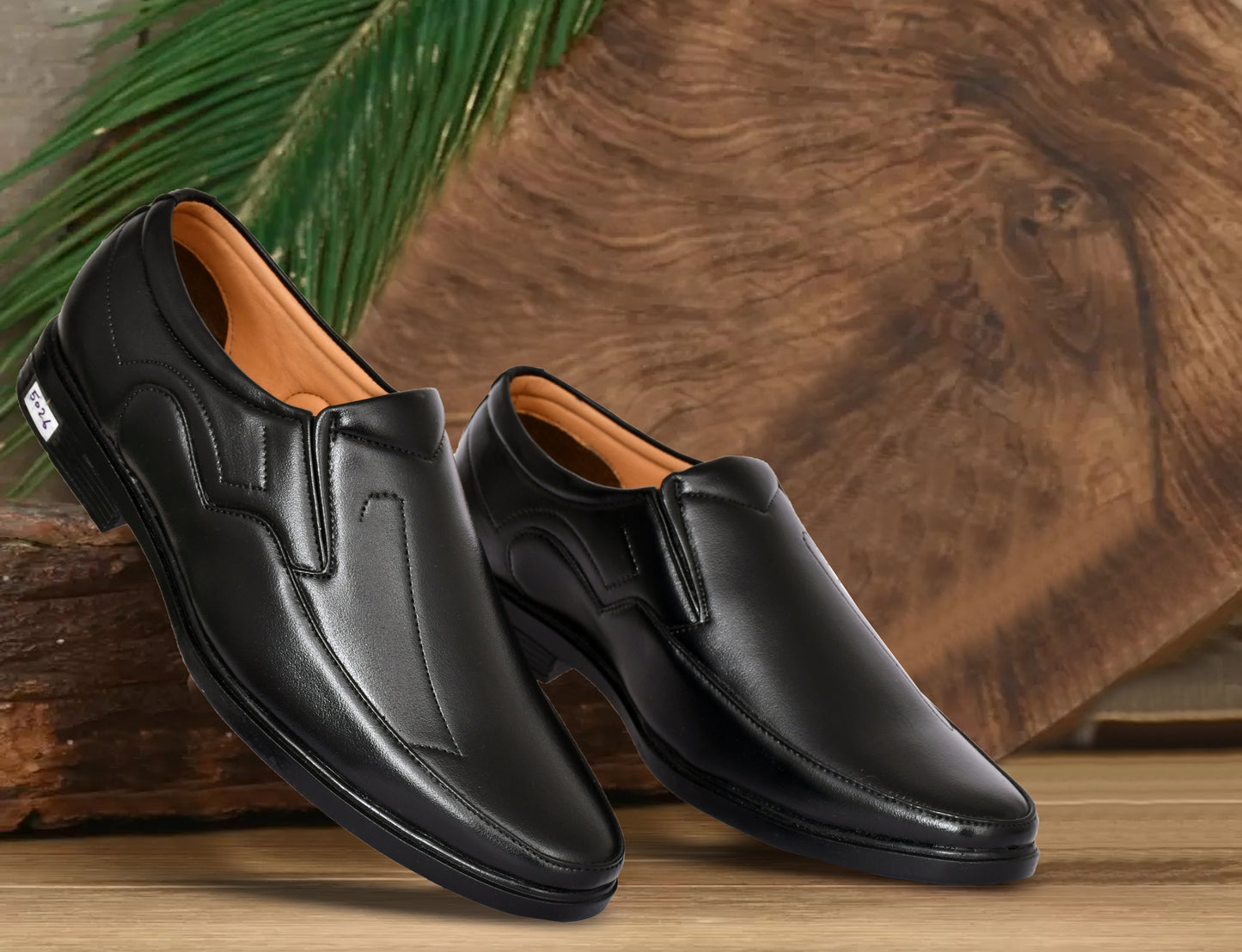 Classic Slip-ons For Men with Triangular Stitch Pattern | Black