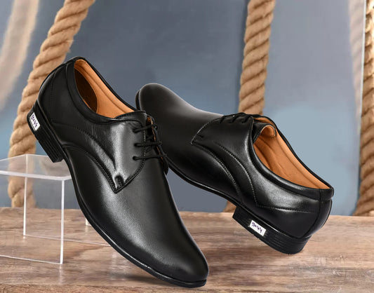 Pointed-Toe Lace-up Derby Shoes for Men | Black