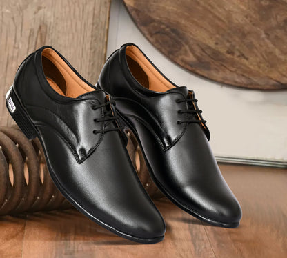 Pointed-Toe Lace-up Derby Shoes for Men | Black