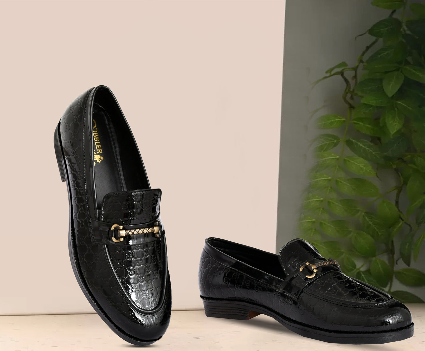 Partywear Shiny Slip-ons for Men with Dotted Pattern | Black