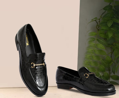 Partywear Shiny Slip-ons for Men with Dotted Pattern | Black