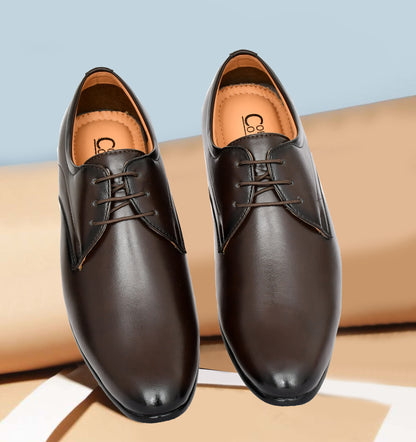 Pointed Toe Lace-up Derby Shoes for Men | Brown