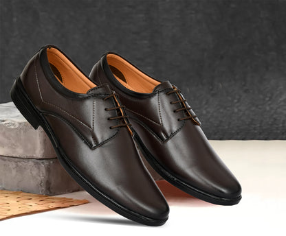 Pointed Toe Lace-up Derby Shoes for Men | Brown