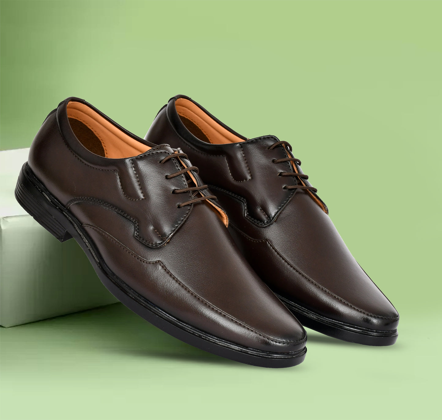 Pointed Toe Lace-up Derby Shoes for Men | Brown