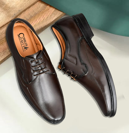 Pointed Toe Lace-up Derby Shoes for Men | Brown