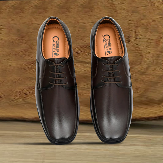 Square-toe Lace-up Oxford Shoes for Men | Brown