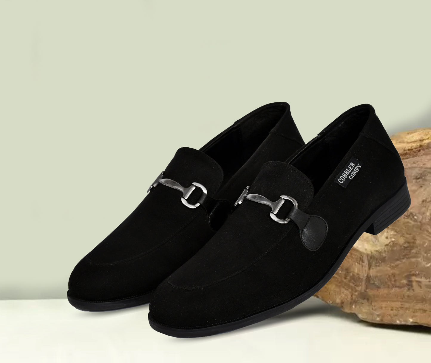 Suede Slip-on with Metallic Loop Buckle | Black