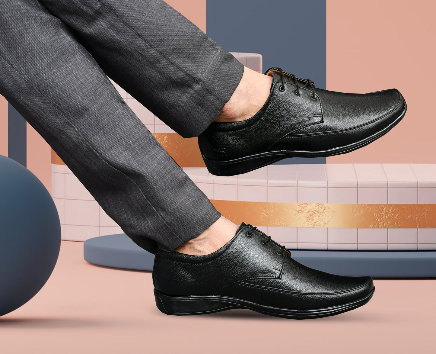 Matte Look Square-toe Derby Formal Shoes for Men | Black