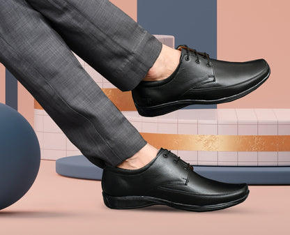 Matte Look Square-toe Derby Formal Shoes for Men | Black