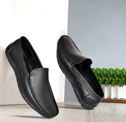 Seamless Moccasin for Men with Double Stitch Pattern | Black