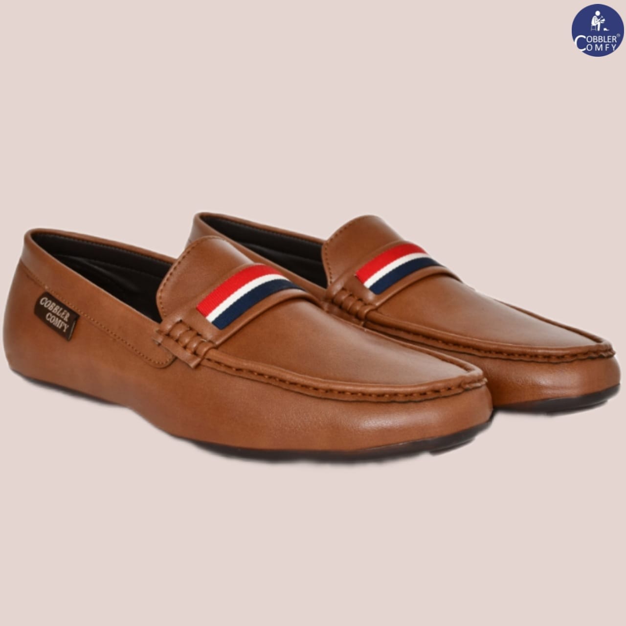 Striped Moccasins for Men | Tan