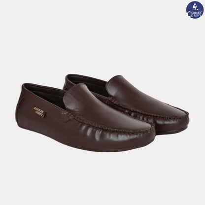 Neat Look Moccasins for Men with Double Stitch Pattern | Coffee