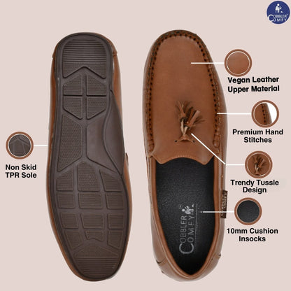 Tussled Moccasins for Men | Tan