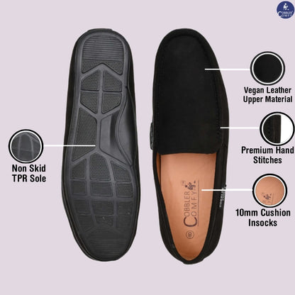 Classic Suede Moccasins for Men | Black