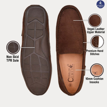 Classic Suede Moccasins for Men | Coffee