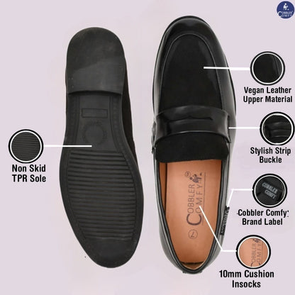 Shiny Slip-on for Men with Suede Upper | Black