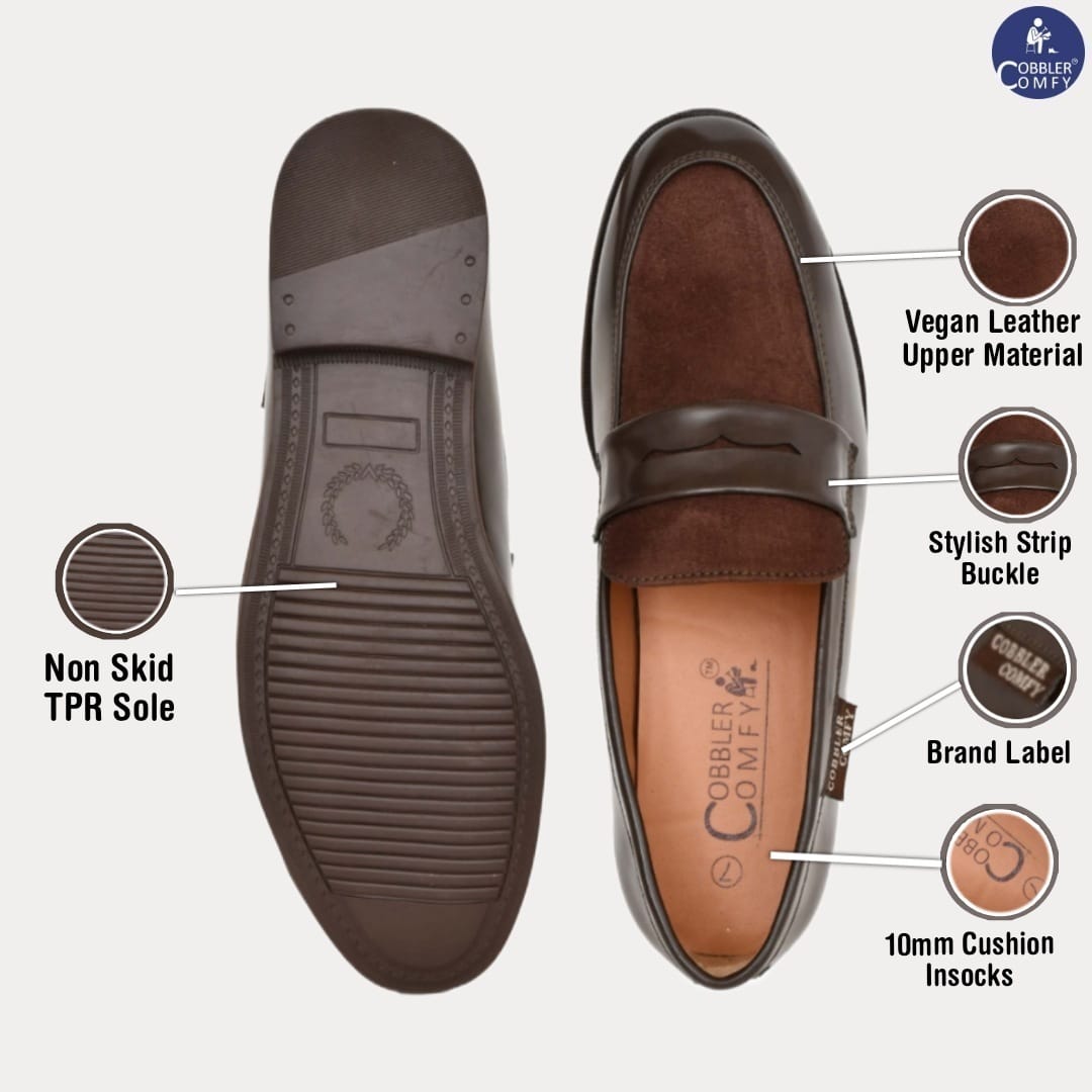 Shiny Slip-on for Men with Suede Upper | Coffee