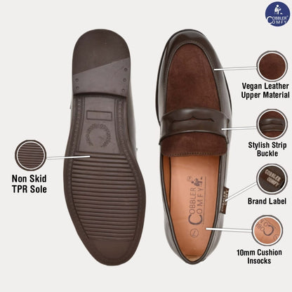 Shiny Slip-on for Men with Suede Upper | Coffee