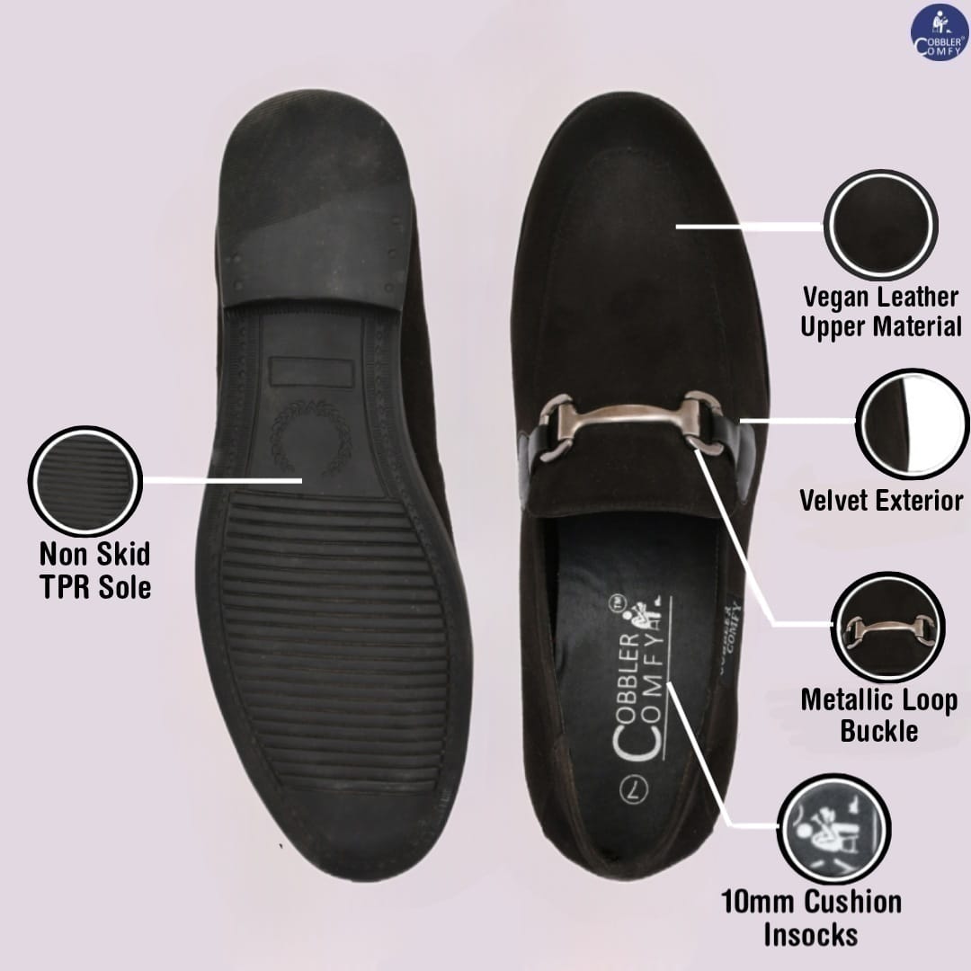 Suede Slip-on with Metallic Loop Buckle | Black