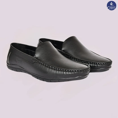 Seamless Moccasin for Men with Double Stitch Pattern | Black