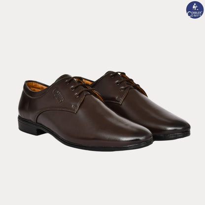 Pointed-toe Neat Look Lace-up Derby Shoes for Men | Coffee