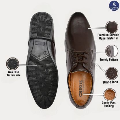 Pointed-toe Neat Look Lace-up Derby Shoes for Men | Coffee