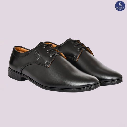 Pointed-toe Neat Look Lace-up Derby Shoes for Men | Black