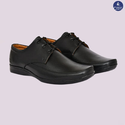 Matte Look Square-toe Derby Formal Shoes for Men | Black