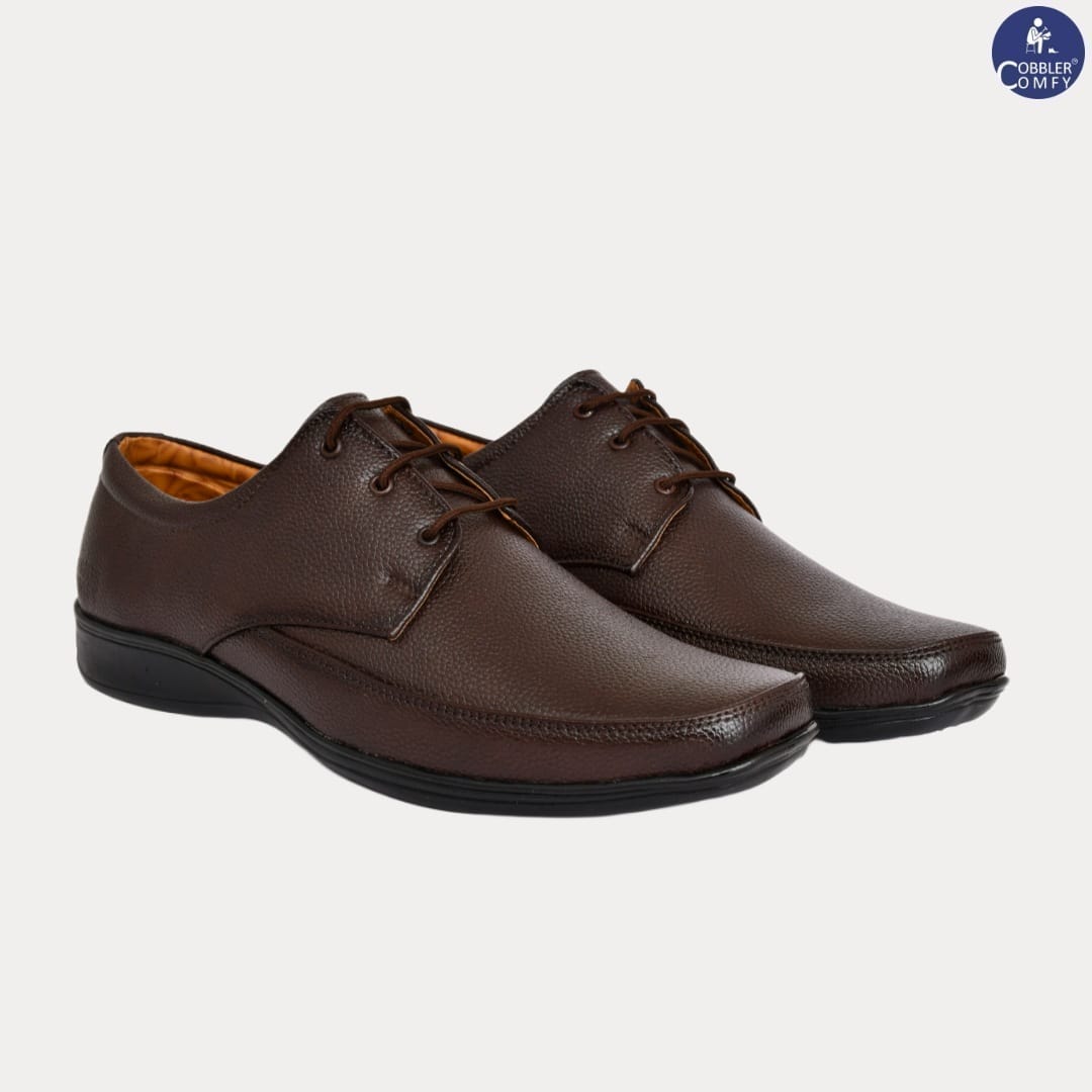 Matte Look Square-toe Derby Formal Shoes for Men | Coffee