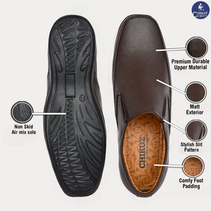 Neat Slit Clean Look Moccasins for Men | Coffee