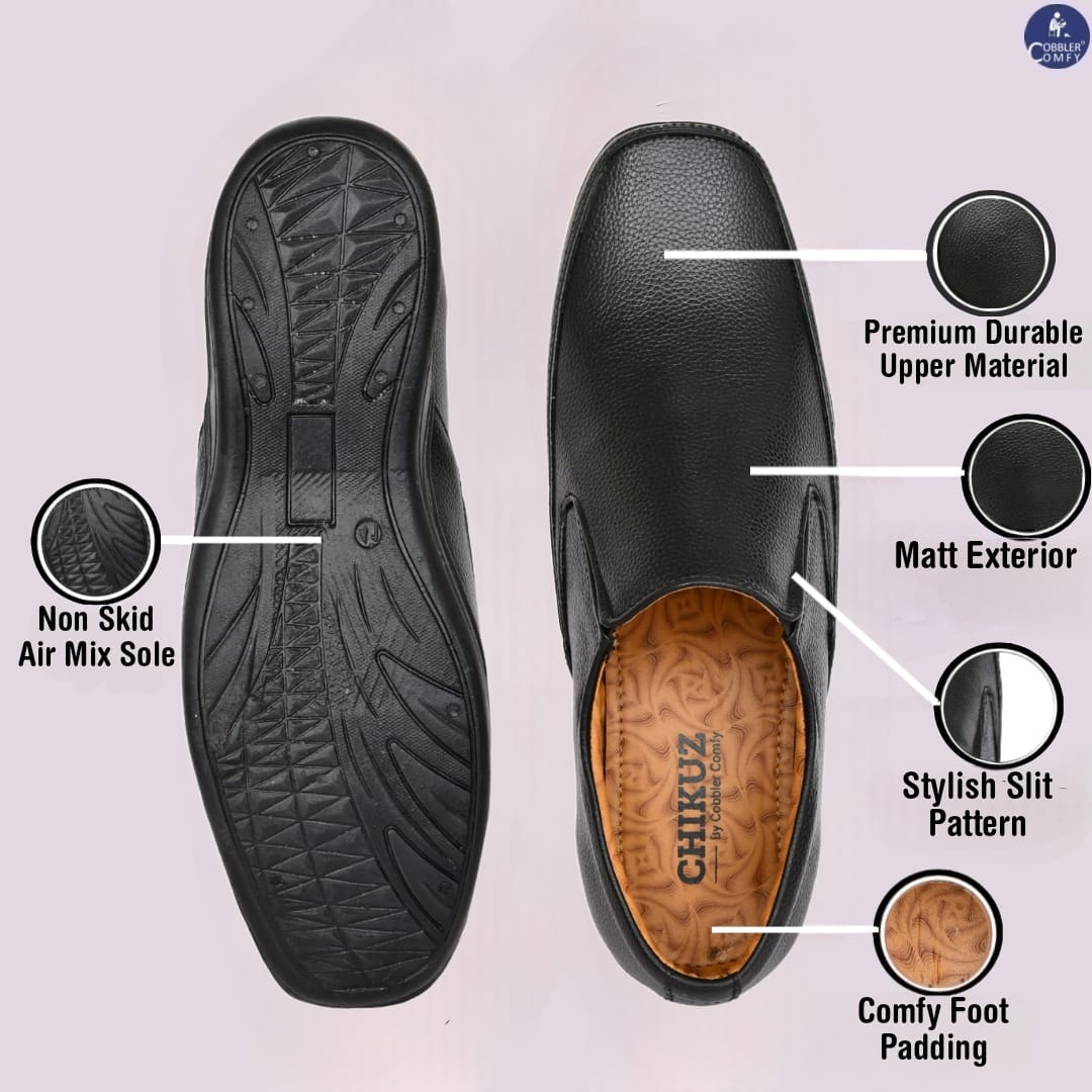 Neat Slit Clean Look Moccasins for Men | Black