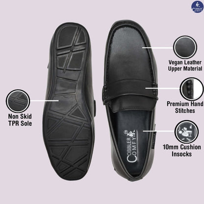 Classic Office-wear Moccasins for Men | Black