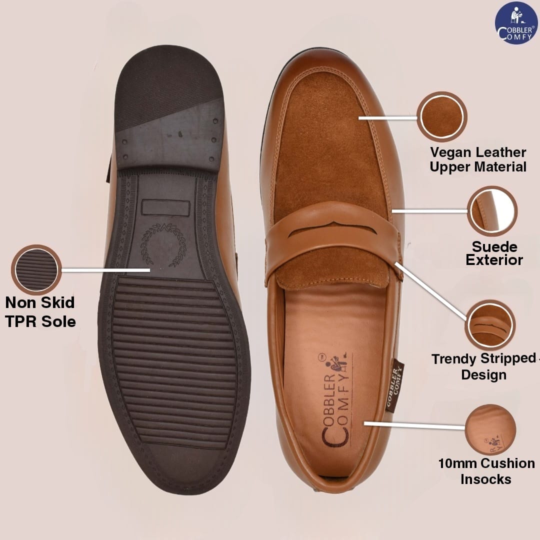 Shiny Slip-on for Men with Suede Upper | Tan