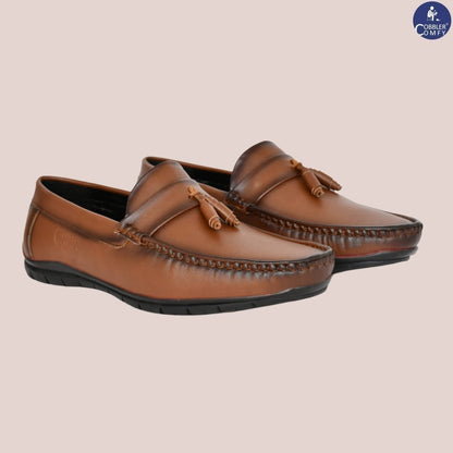 Beaded Tussled Moccasins for Men | Tan